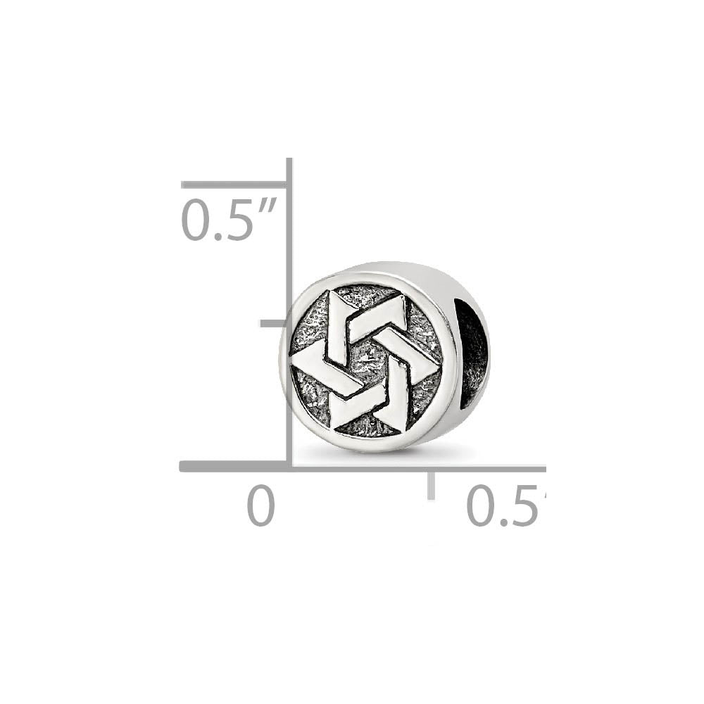 Alternate view of the Sterling Silver Star of David Round Bead Charm by The Black Bow Jewelry Co.