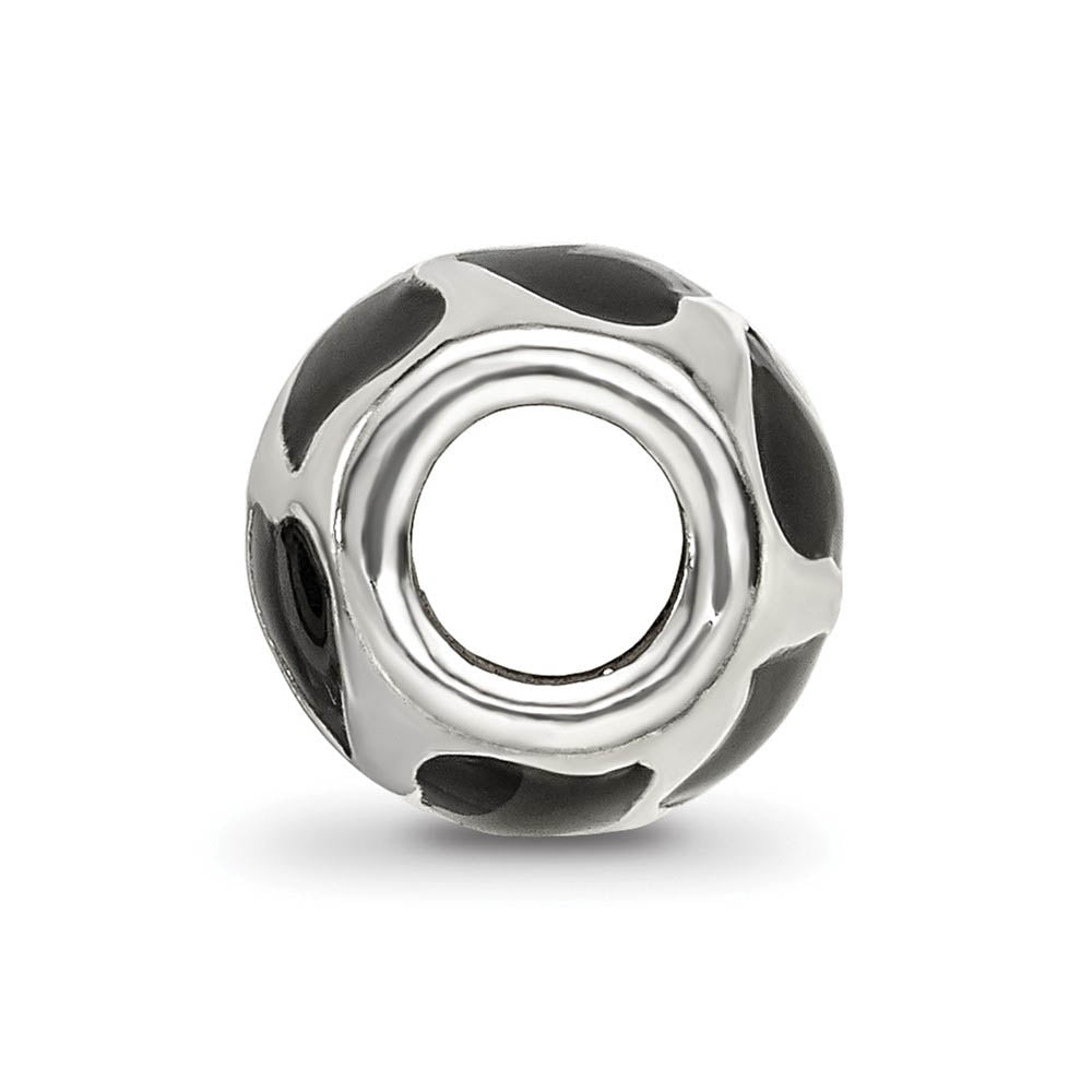 Alternate view of the Sterling Silver Black Enameled Hearts Bead Charm by The Black Bow Jewelry Co.