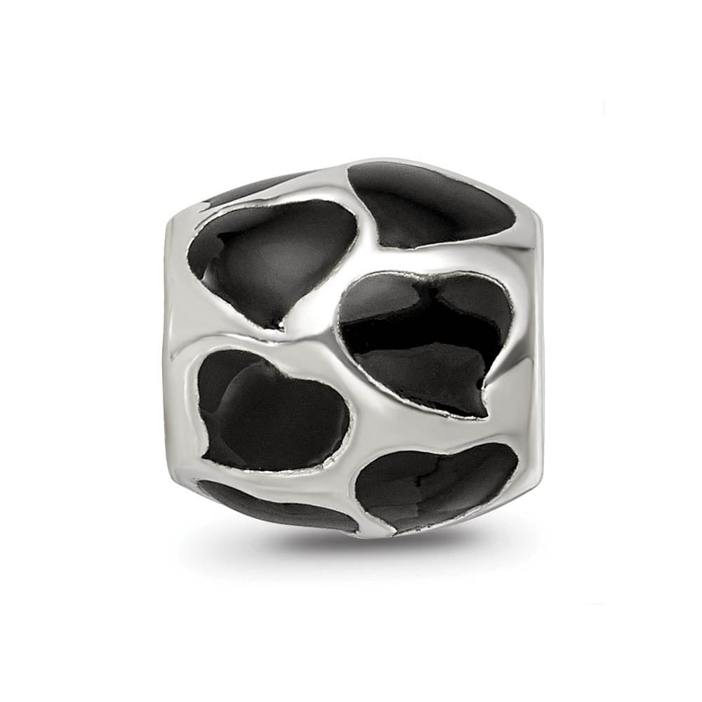 Alternate view of the Sterling Silver Black Enameled Hearts Bead Charm by The Black Bow Jewelry Co.
