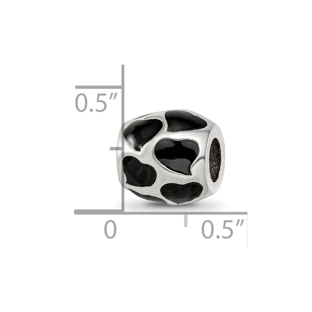 Alternate view of the Sterling Silver Black Enameled Hearts Bead Charm by The Black Bow Jewelry Co.