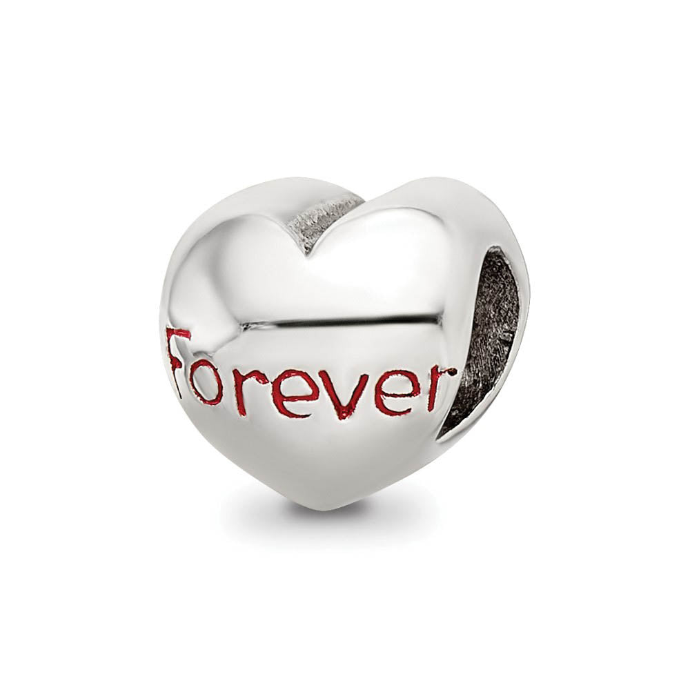 Sterling Silver Forever Heart Bead Charm, Item B10541 by The Black Bow Jewelry Co.