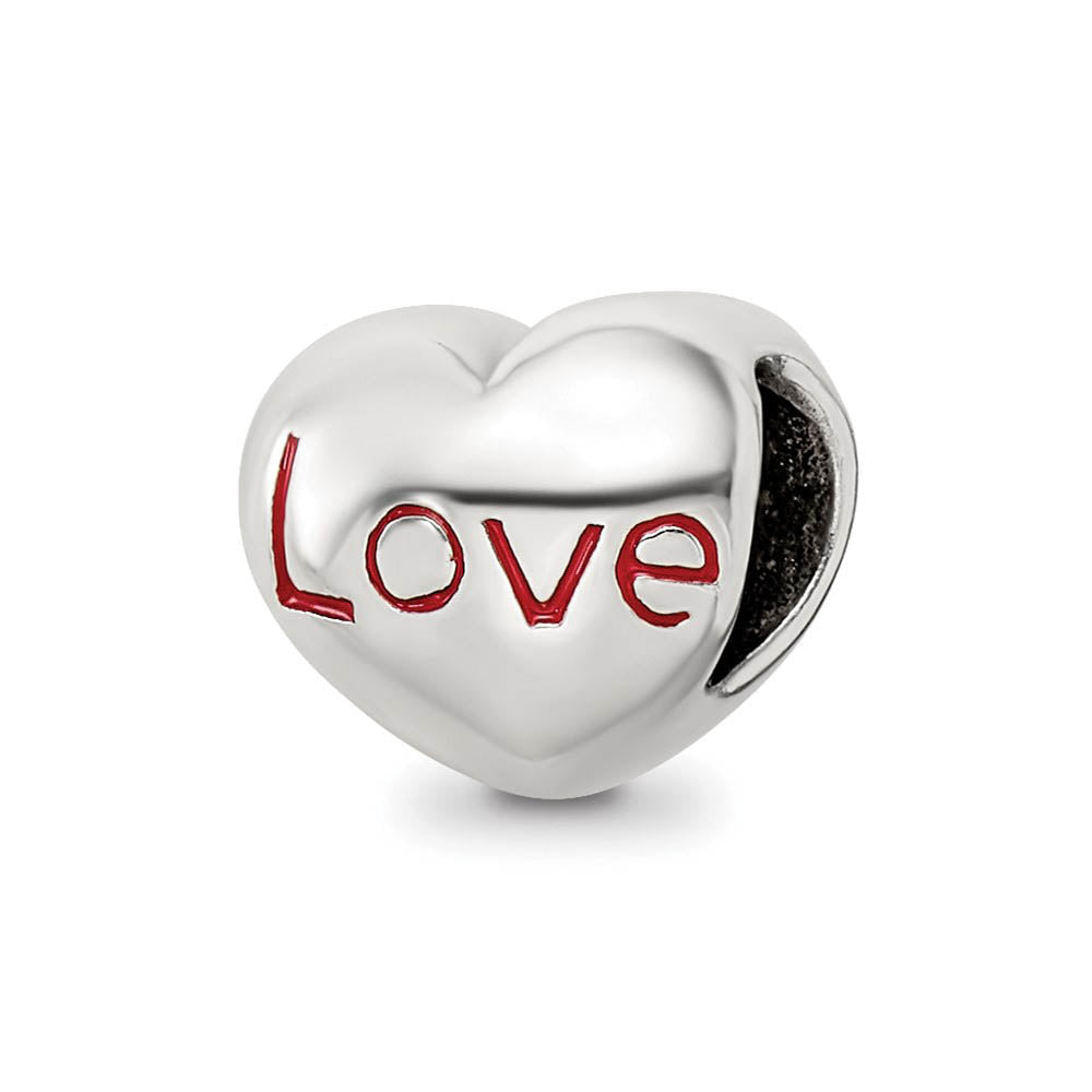 Sterling Silver Love Heart Bead Charm, Item B10542 by The Black Bow Jewelry Co.