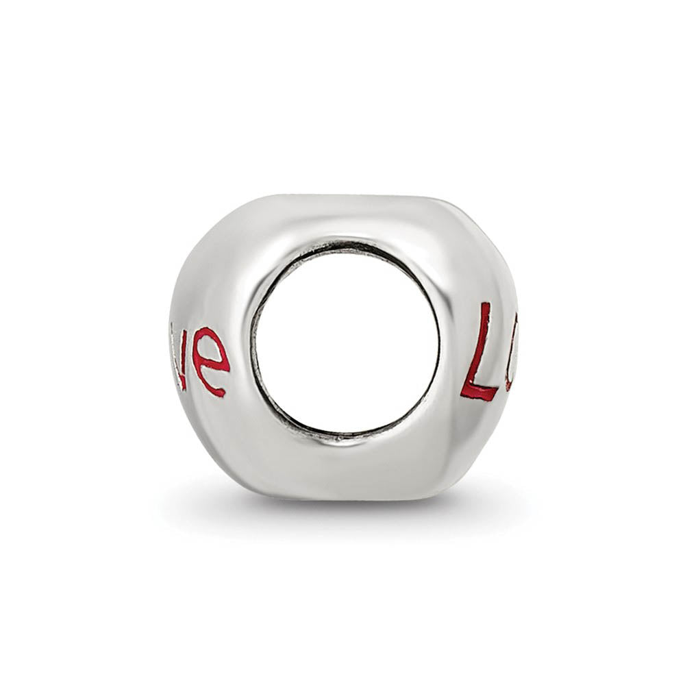 Alternate view of the Sterling Silver Love Heart Bead Charm by The Black Bow Jewelry Co.