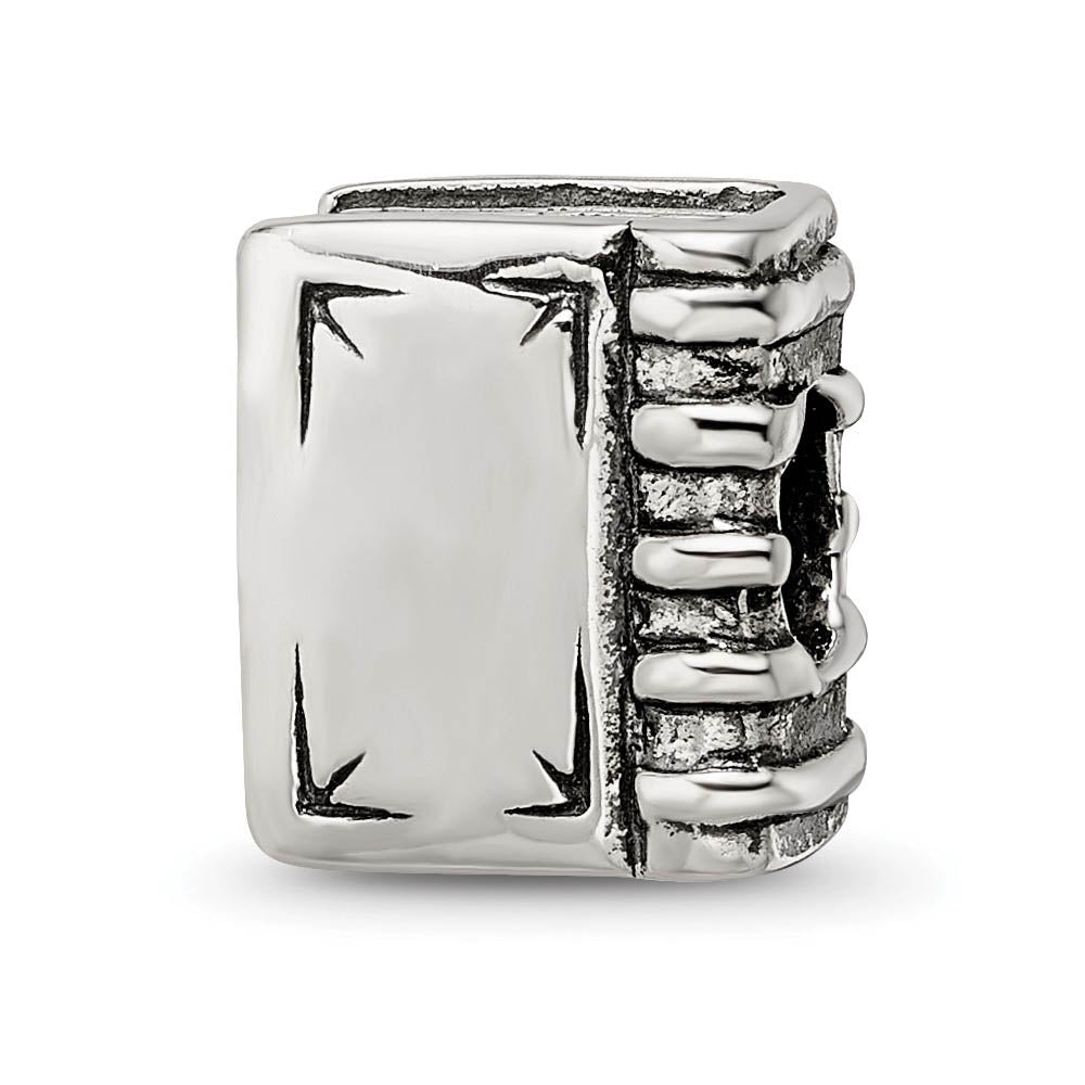 Alternate view of the Sterling Silver Book Bead Charm by The Black Bow Jewelry Co.
