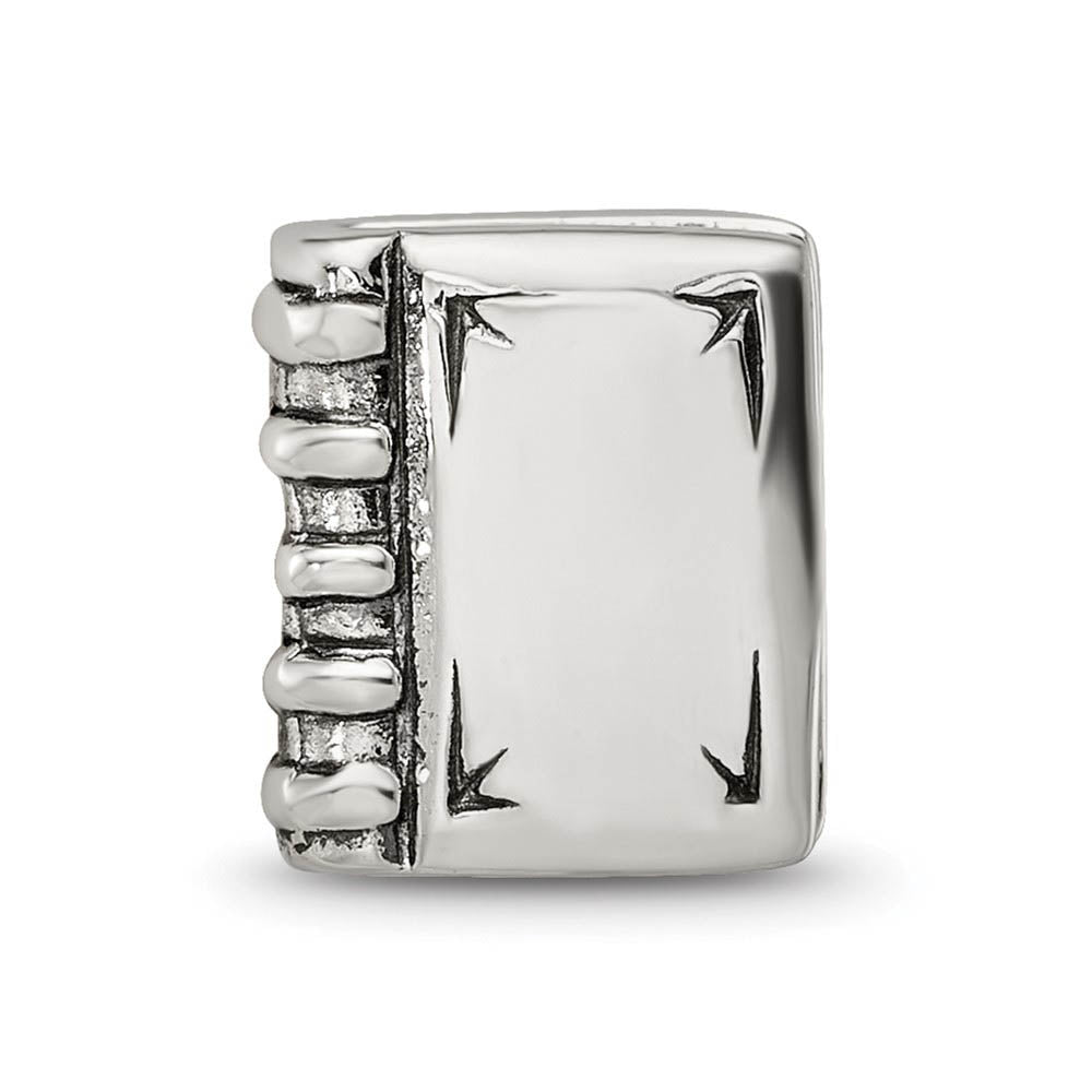 Alternate view of the Sterling Silver Book Bead Charm by The Black Bow Jewelry Co.