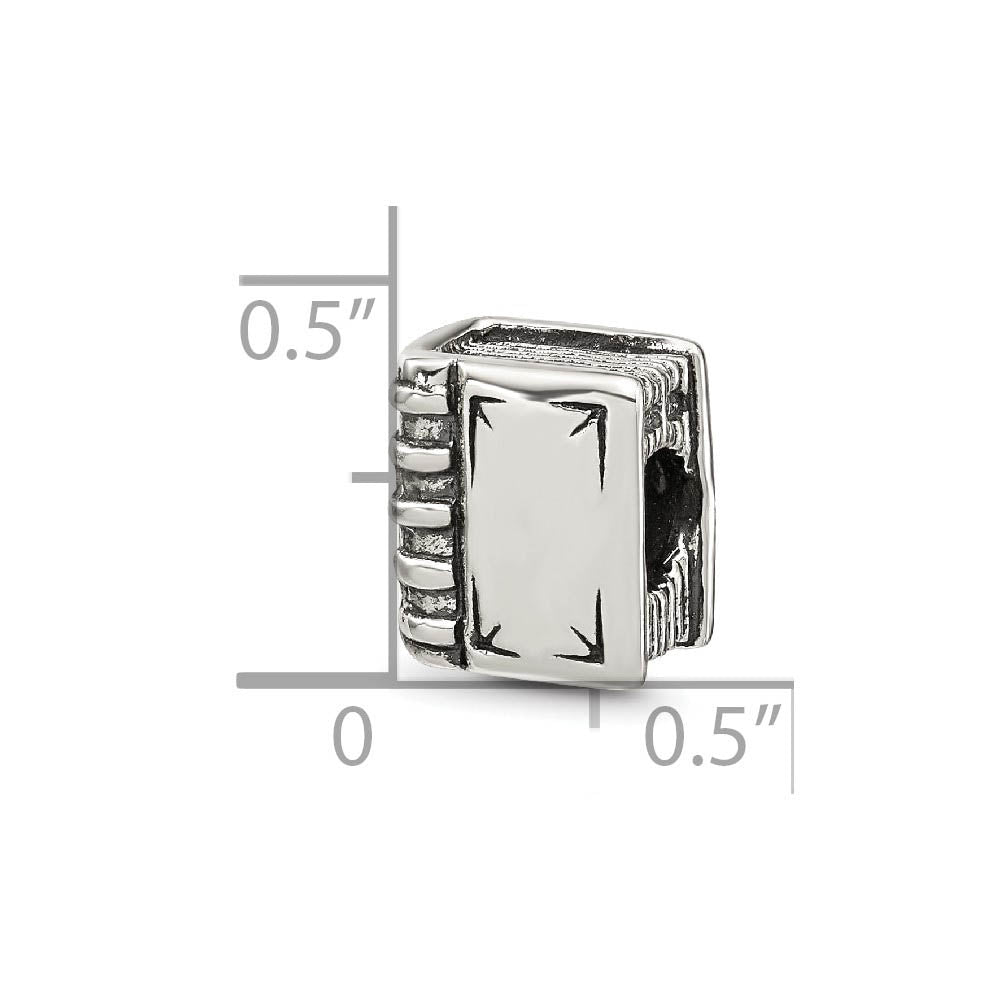 Alternate view of the Sterling Silver Book Bead Charm by The Black Bow Jewelry Co.