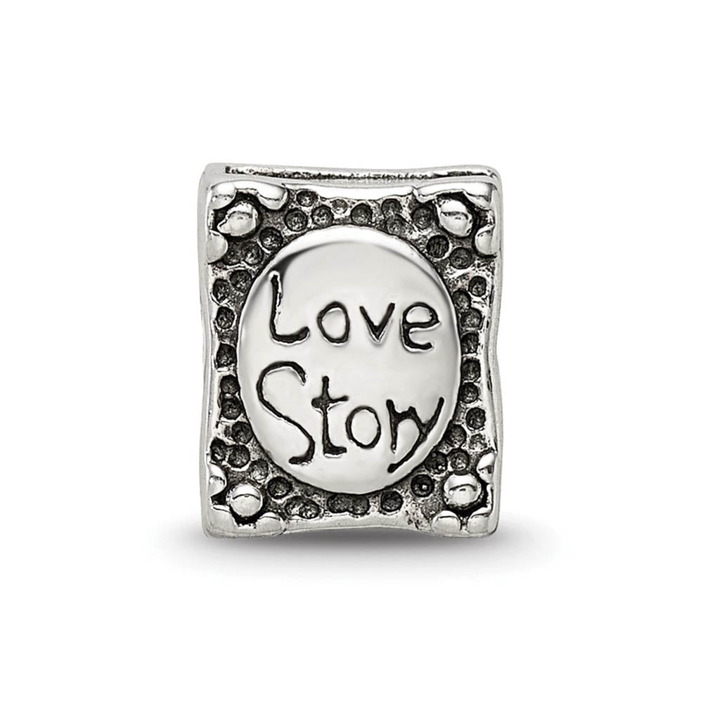 Alternate view of the Sterling Silver Love Story Book Bead Charm by The Black Bow Jewelry Co.
