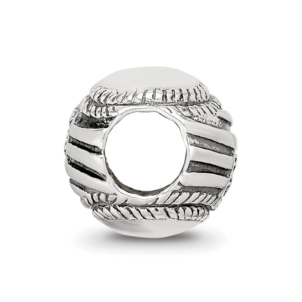 Alternate view of the Sterling Silver USA Flag Baseball Bead Charm by The Black Bow Jewelry Co.