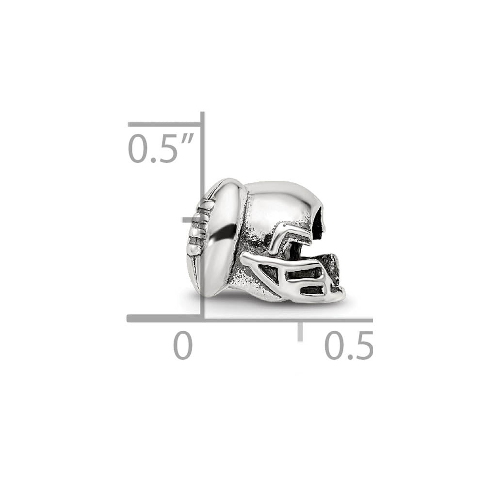 Alternate view of the Sterling Silver Football Helmet Bead Charm by The Black Bow Jewelry Co.