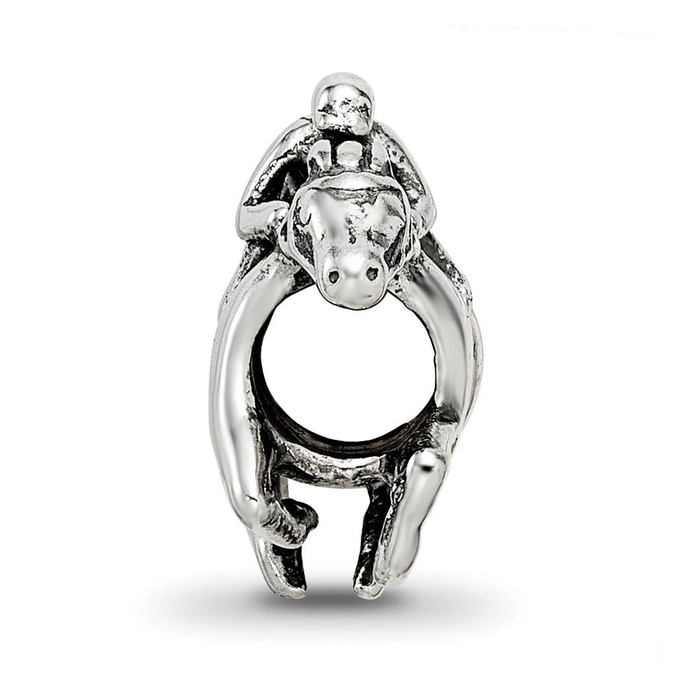 Alternate view of the Sterling Silver Race Horse Bead Charm by The Black Bow Jewelry Co.