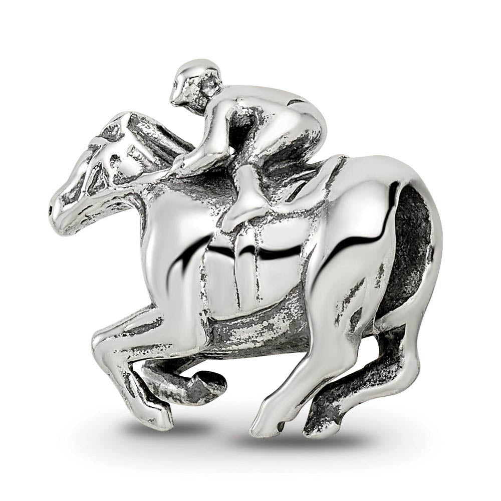 Alternate view of the Sterling Silver Race Horse Bead Charm by The Black Bow Jewelry Co.