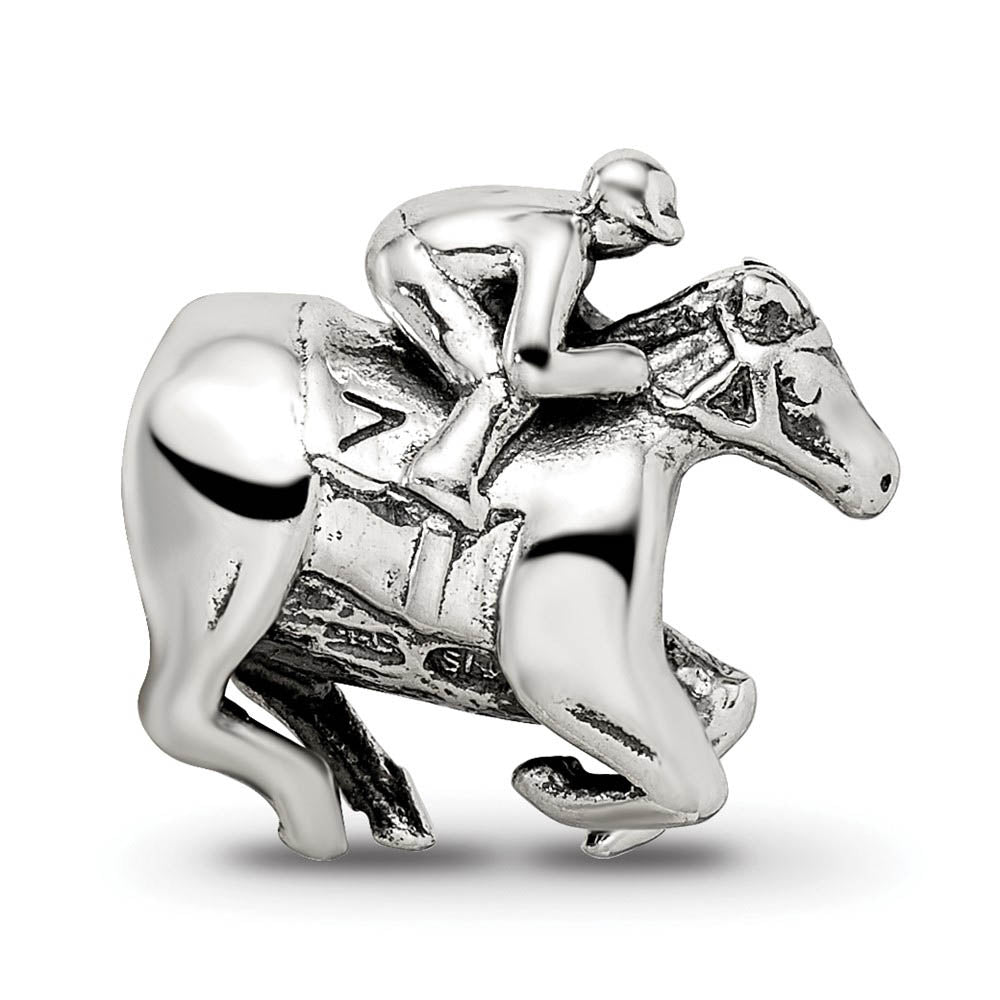 Alternate view of the Sterling Silver Race Horse Bead Charm by The Black Bow Jewelry Co.