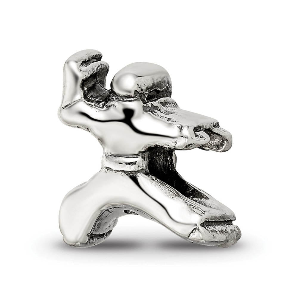 Alternate view of the Sterling Silver Karate Person Bead Charm by The Black Bow Jewelry Co.