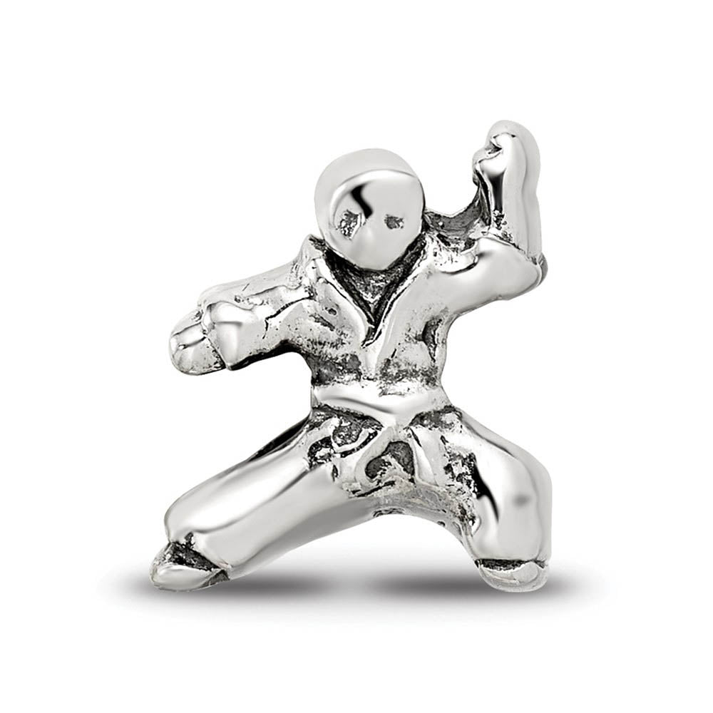 Alternate view of the Sterling Silver Karate Person Bead Charm by The Black Bow Jewelry Co.