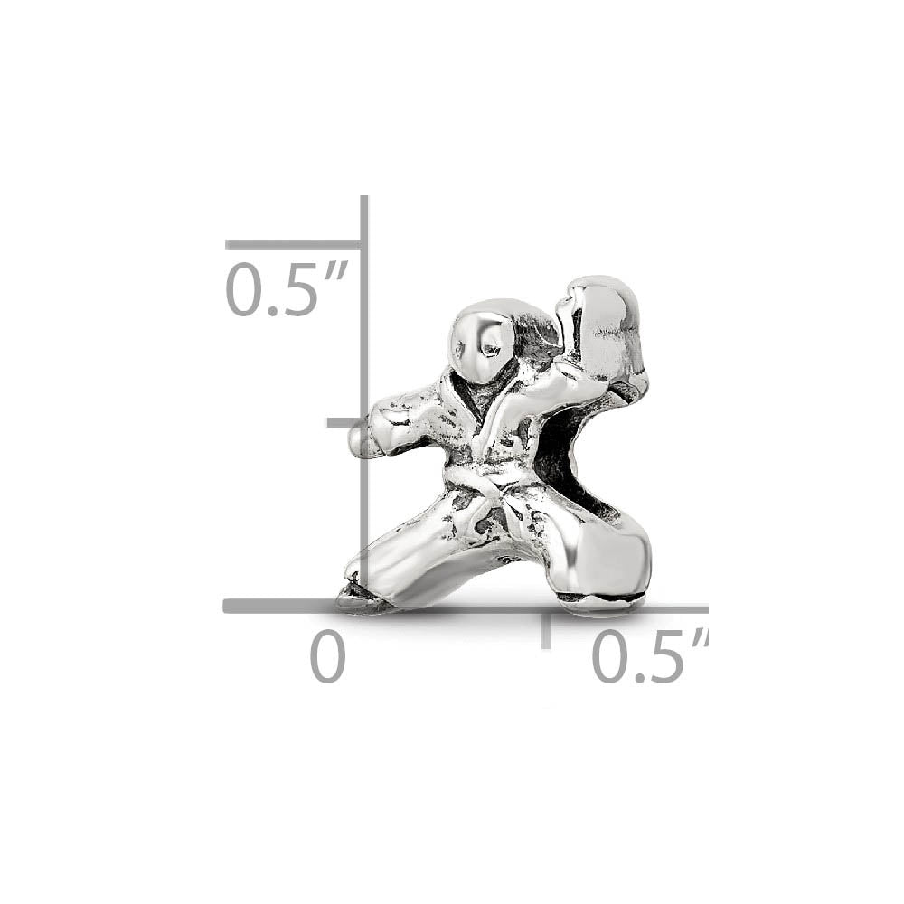 Alternate view of the Sterling Silver Karate Person Bead Charm by The Black Bow Jewelry Co.