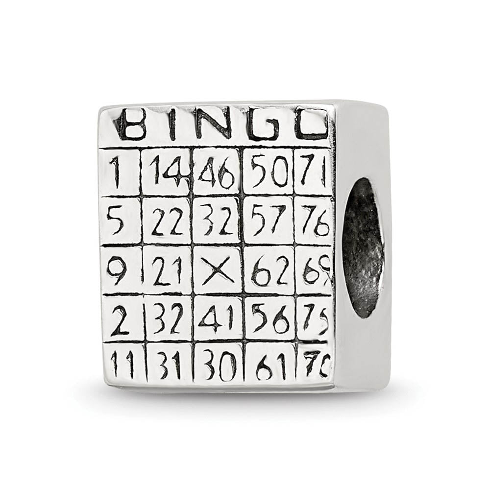 Sterling Silver Bingo Card Bead Charm - Black Bow Jewelry Company