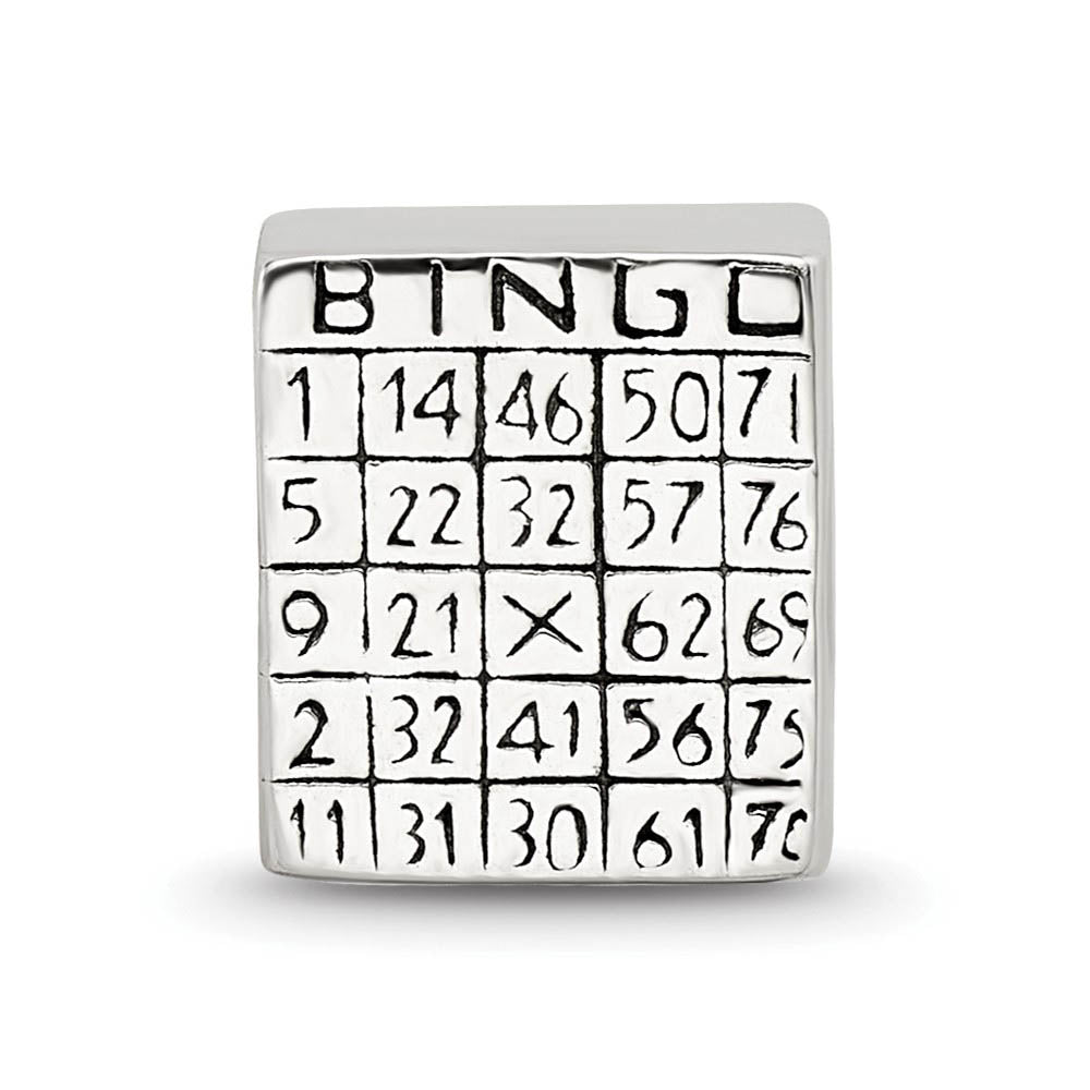 Alternate view of the Sterling Silver Bingo Card Bead Charm by The Black Bow Jewelry Co.