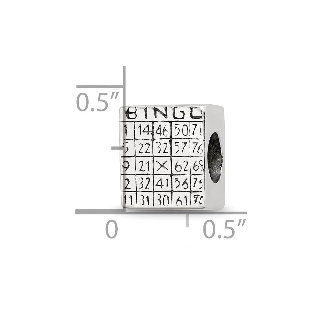 Alternate view of the Sterling Silver Bingo Card Bead Charm by The Black Bow Jewelry Co.