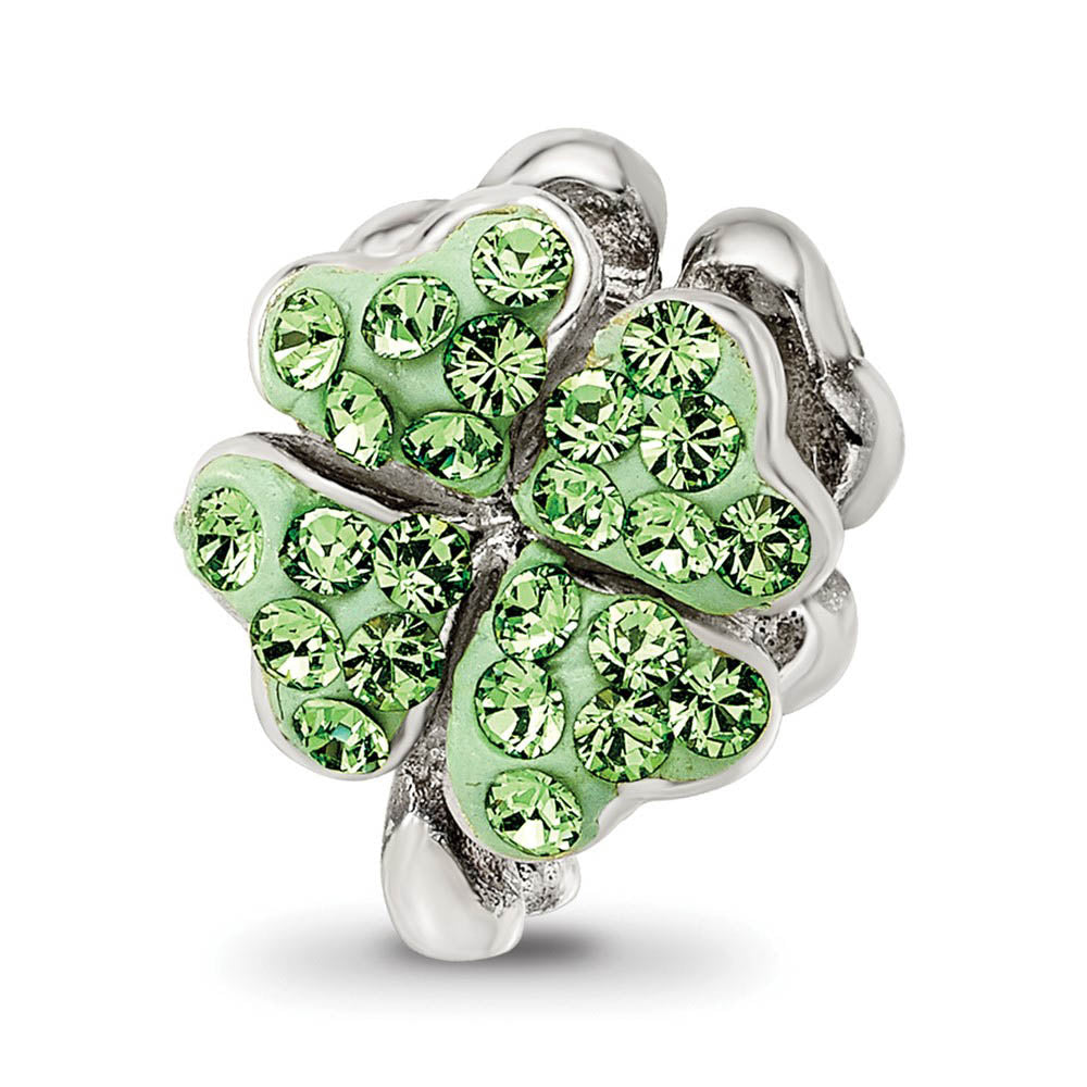 Sterling Silver Light Green Crystal Clover Bead Charm, Item B10561 by The Black Bow Jewelry Co.