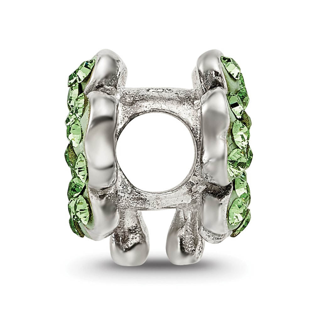 Alternate view of the Sterling Silver Light Green Crystal Clover Bead Charm by The Black Bow Jewelry Co.