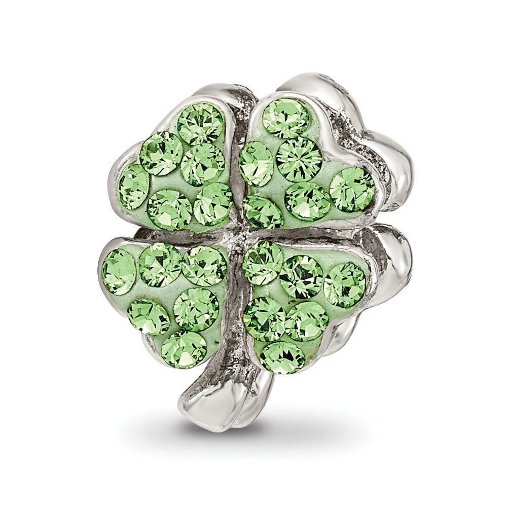 Alternate view of the Sterling Silver Light Green Crystal Clover Bead Charm by The Black Bow Jewelry Co.