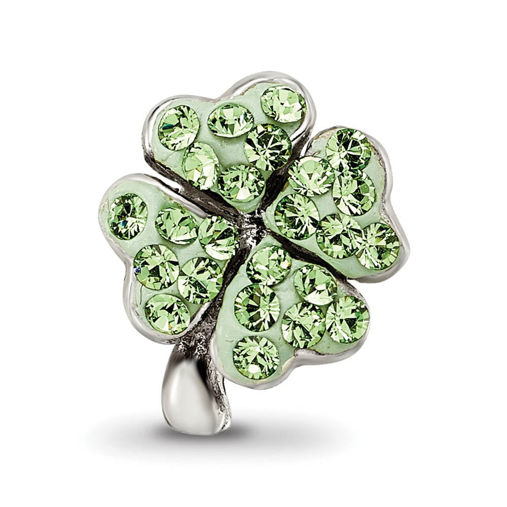 Alternate view of the Sterling Silver Light Green Crystal Clover Bead Charm by The Black Bow Jewelry Co.