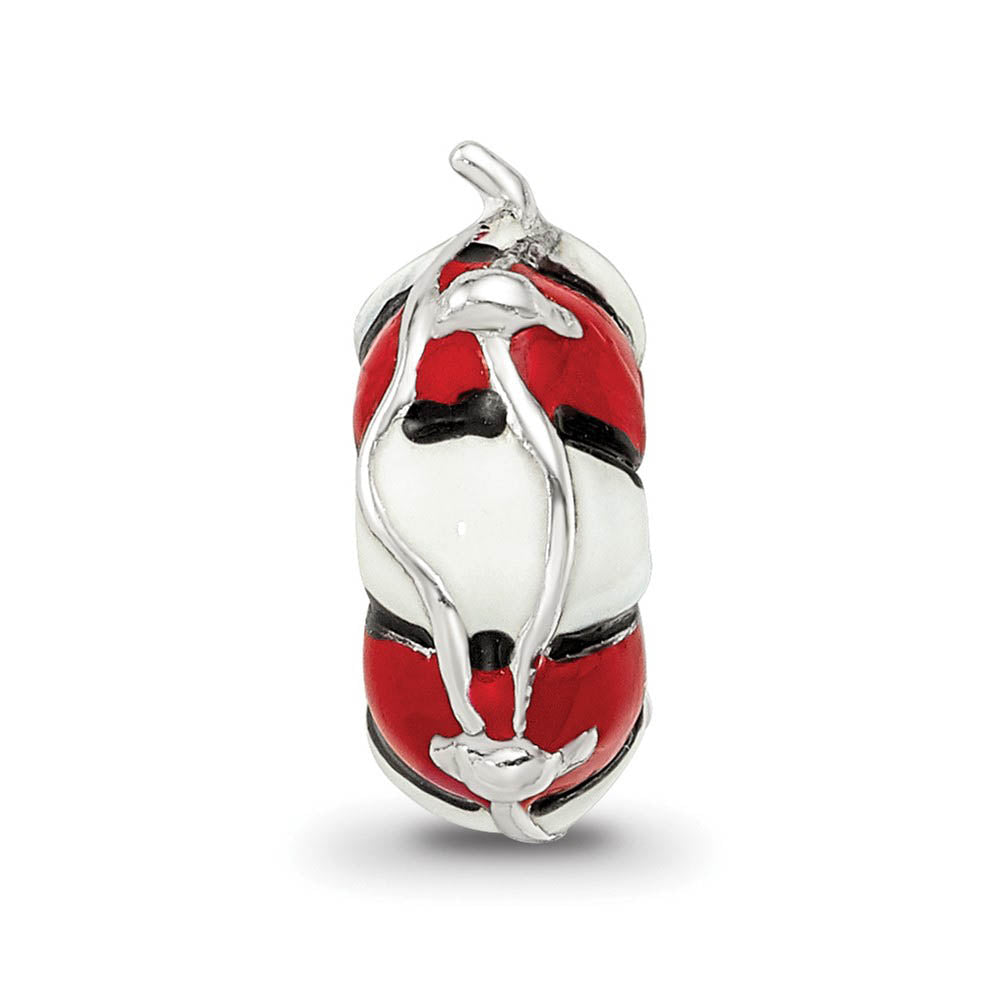 Alternate view of the Sterling Silver Enameled Life Preserver Bead Charm by The Black Bow Jewelry Co.