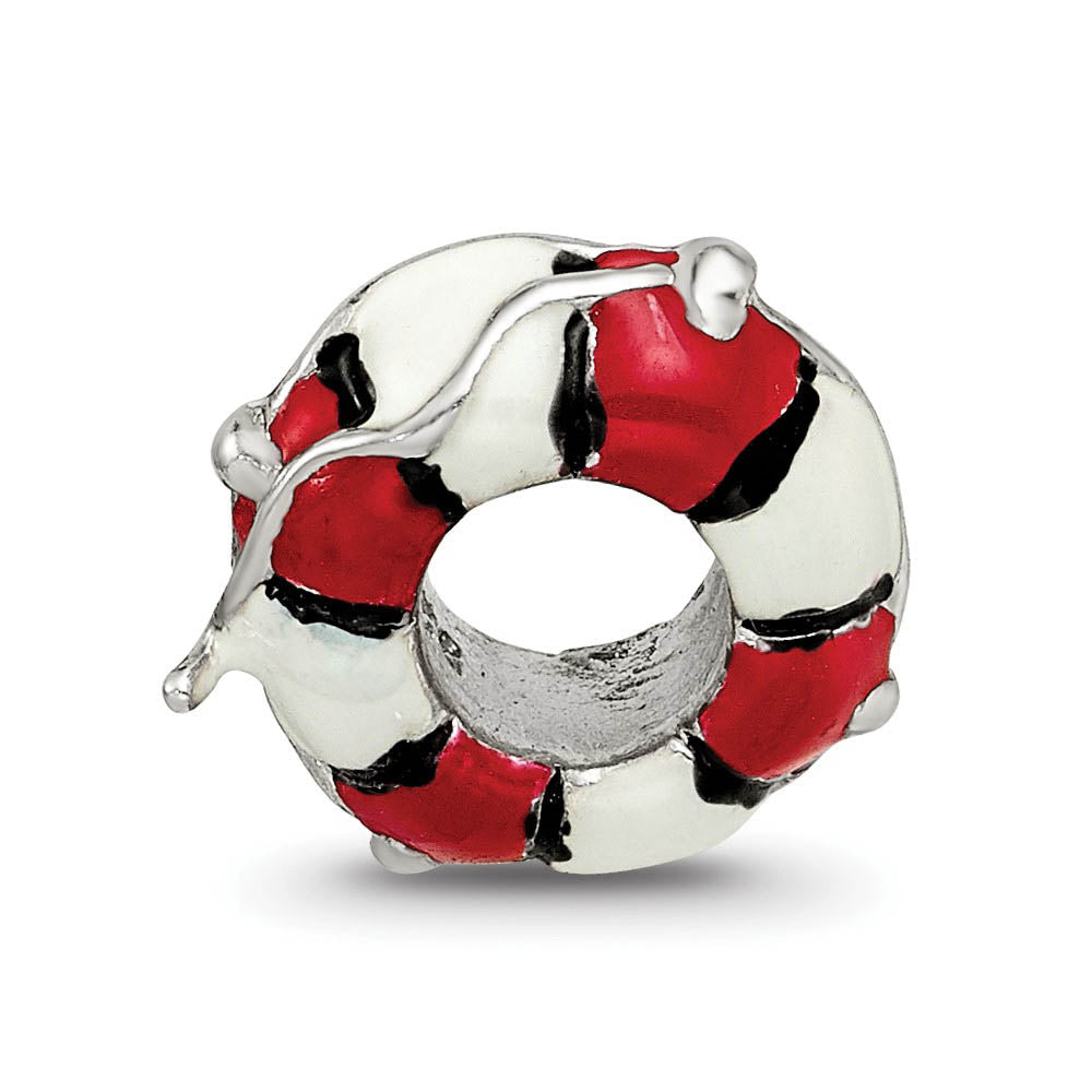 Alternate view of the Sterling Silver Enameled Life Preserver Bead Charm by The Black Bow Jewelry Co.