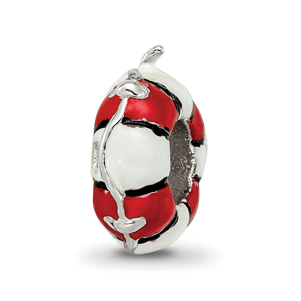 Alternate view of the Sterling Silver Enameled Life Preserver Bead Charm by The Black Bow Jewelry Co.