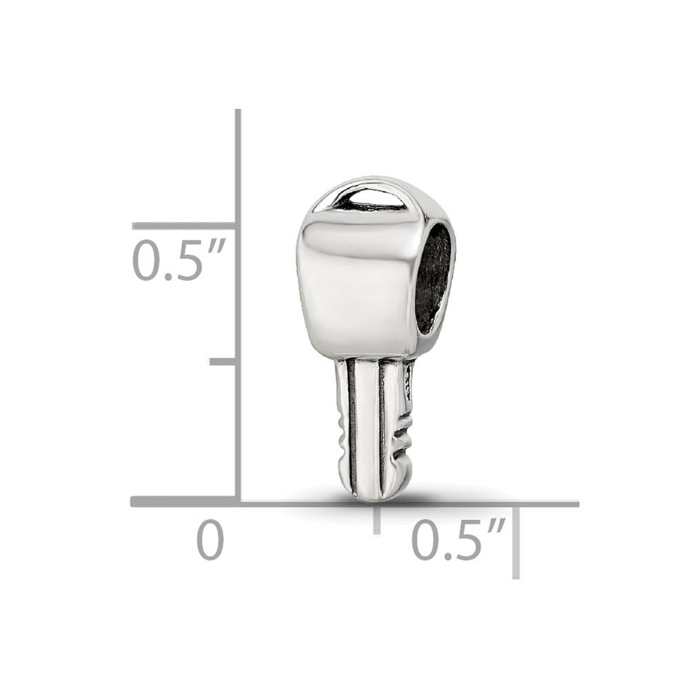 Alternate view of the Sterling Silver Key Bead Charm by The Black Bow Jewelry Co.