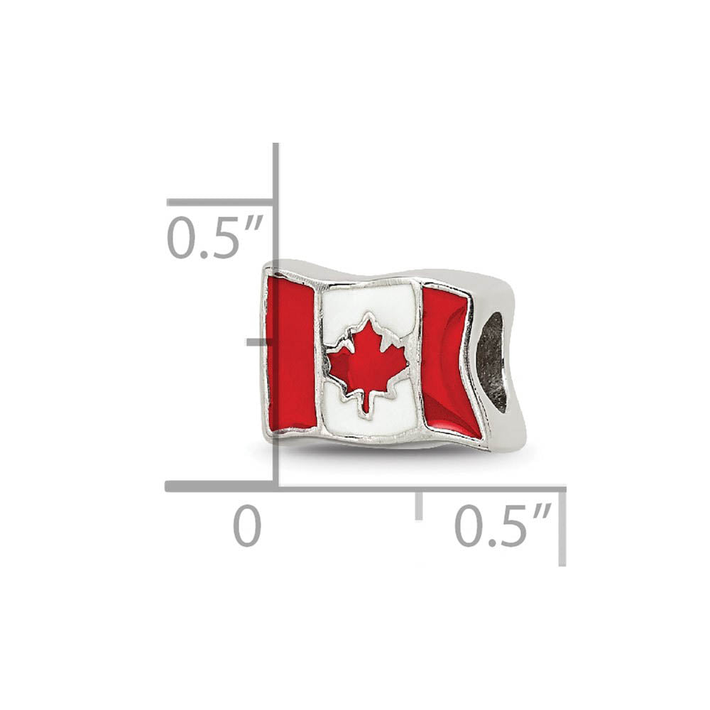 Alternate view of the Sterling Silver Canada Flag Bead Charm by The Black Bow Jewelry Co.