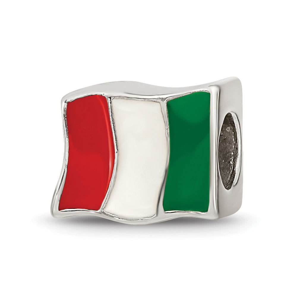 Alternate view of the Sterling Silver Italy Flag Bead Charm by The Black Bow Jewelry Co.
