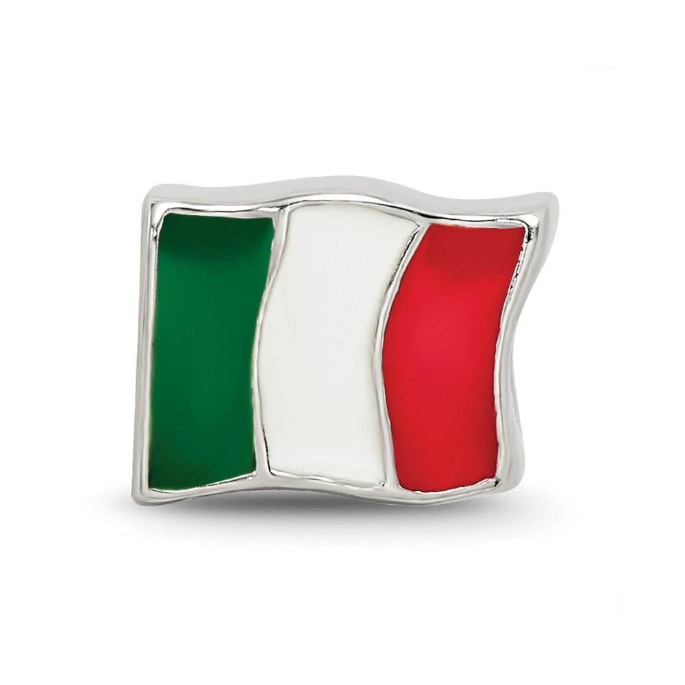 Alternate view of the Sterling Silver Italy Flag Bead Charm by The Black Bow Jewelry Co.