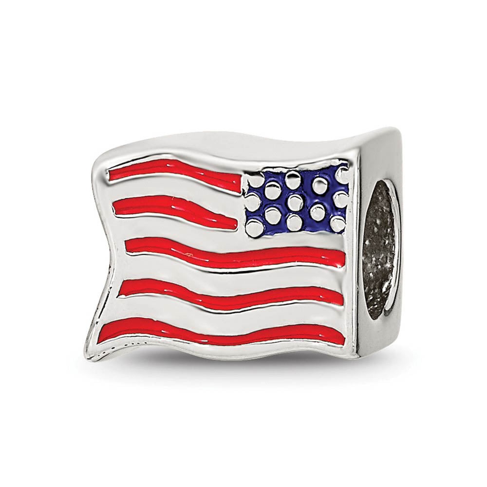 Alternate view of the Sterling Silver USA Flag Bead Charm by The Black Bow Jewelry Co.