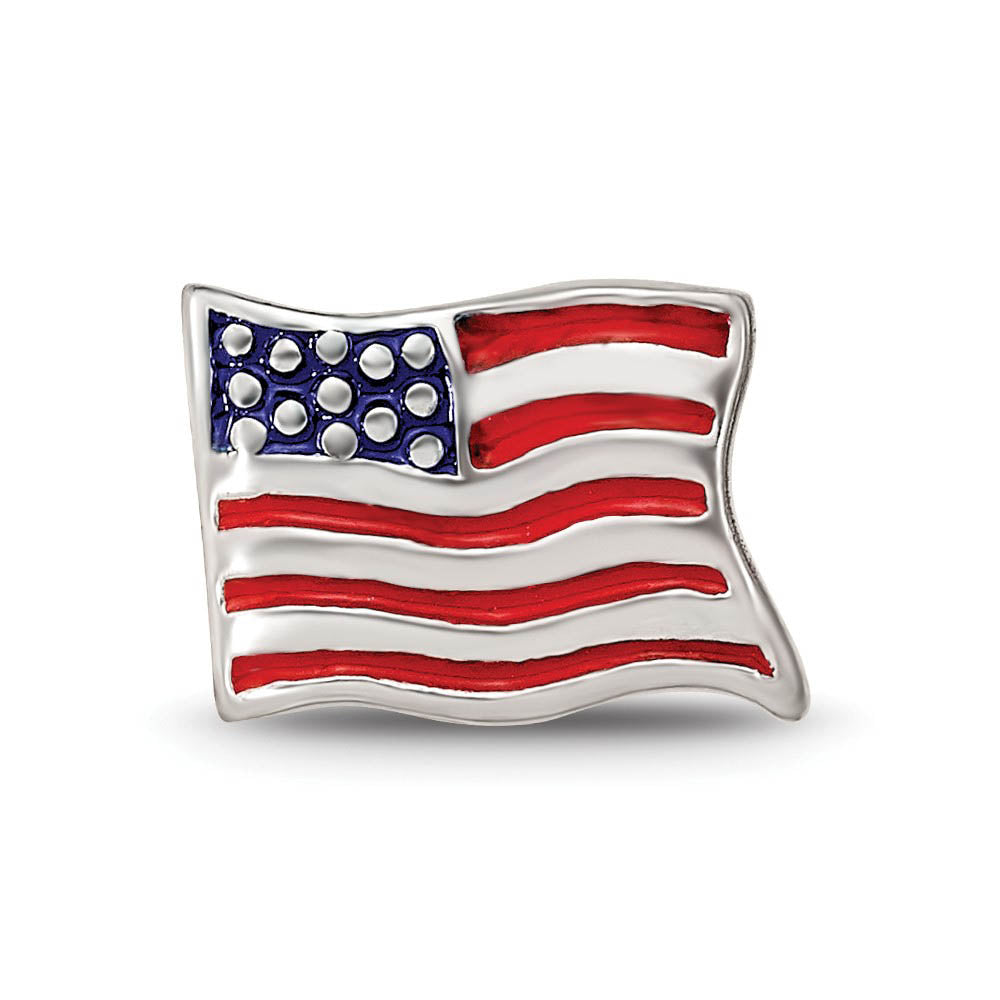 Alternate view of the Sterling Silver USA Flag Bead Charm by The Black Bow Jewelry Co.