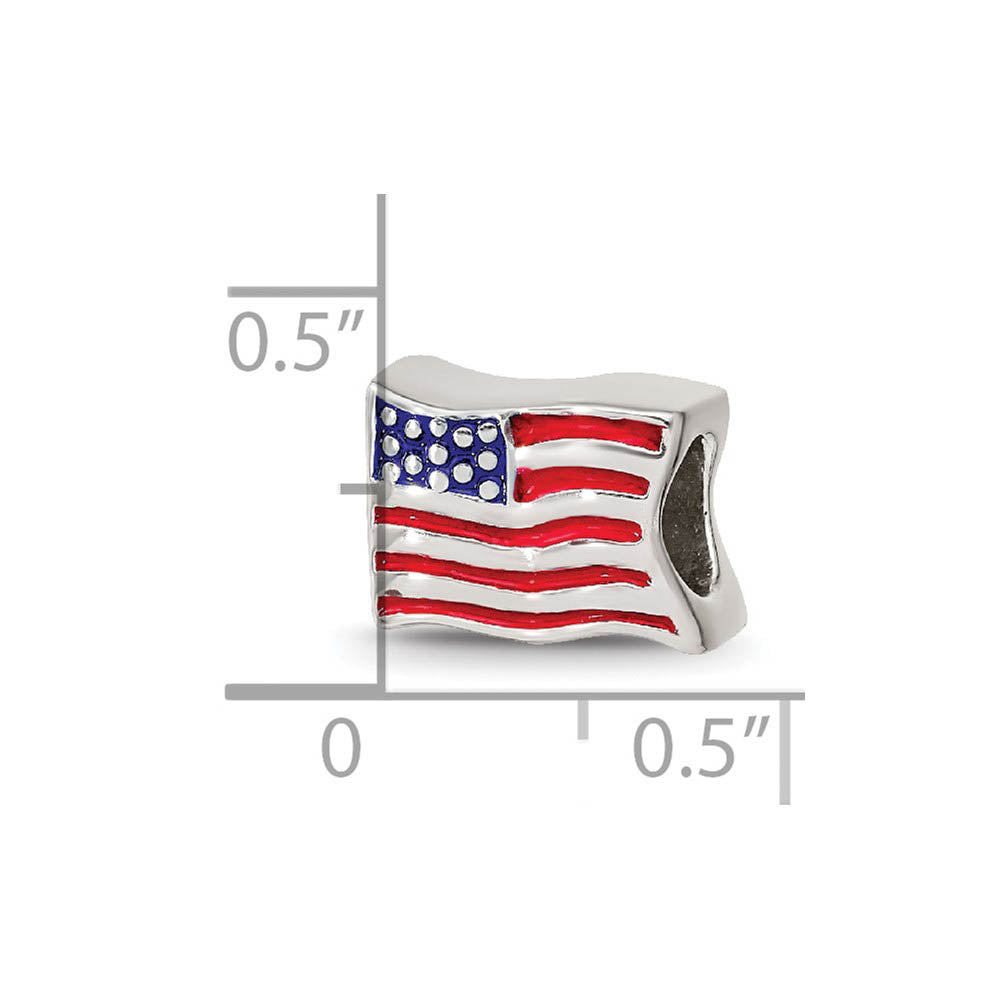 Alternate view of the Sterling Silver USA Flag Bead Charm by The Black Bow Jewelry Co.