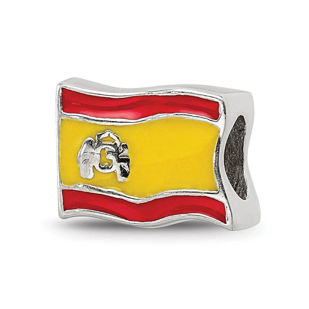 Sterling Silver Spanish Flag Bead Charm, Item B10569 by The Black Bow Jewelry Co.