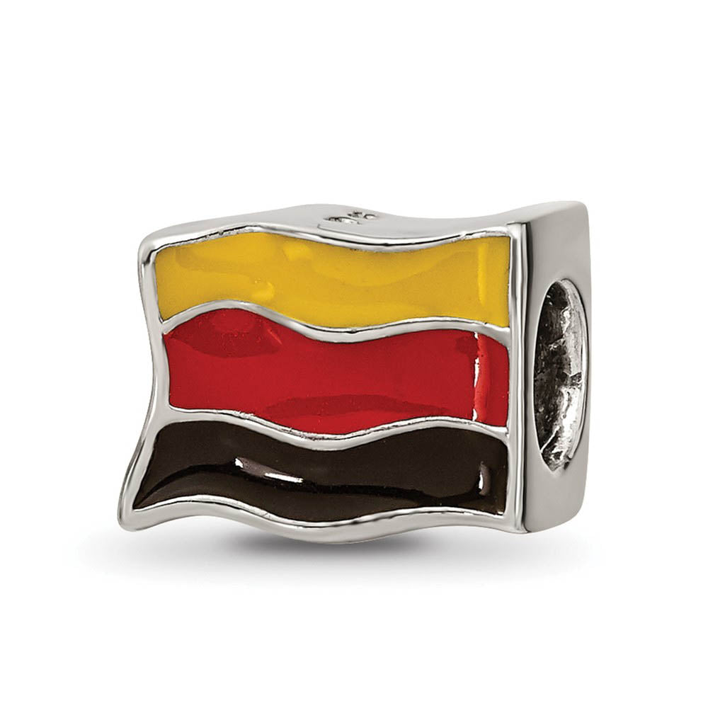 Alternate view of the Sterling Silver Germany Flag Bead Charm by The Black Bow Jewelry Co.
