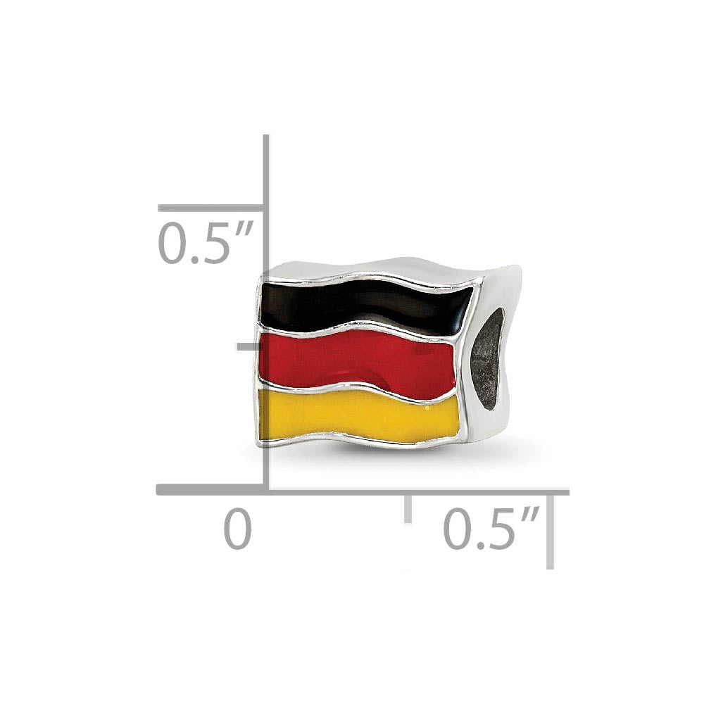 Alternate view of the Sterling Silver Germany Flag Bead Charm by The Black Bow Jewelry Co.