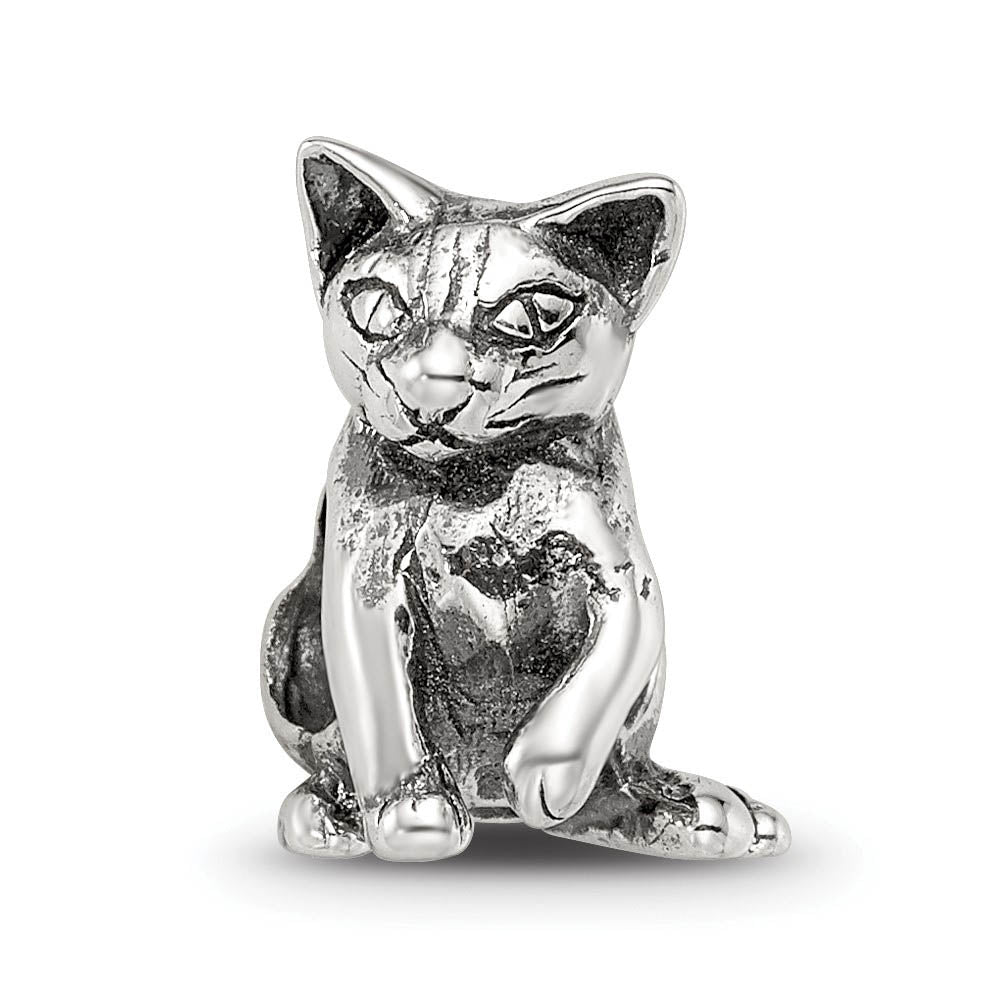 Alternate view of the Sterling Silver Abyssinian Cat Bead Charm by The Black Bow Jewelry Co.