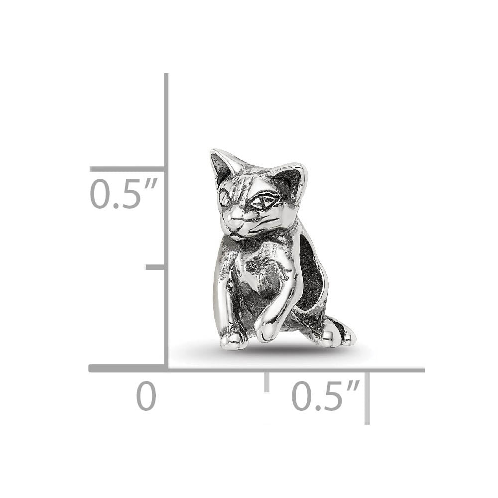 Alternate view of the Sterling Silver Abyssinian Cat Bead Charm by The Black Bow Jewelry Co.