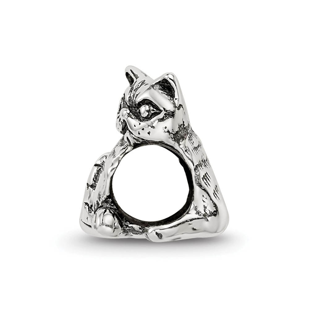 Alternate view of the Sterling Silver Exotic Shorthair Cat Bead Charm by The Black Bow Jewelry Co.