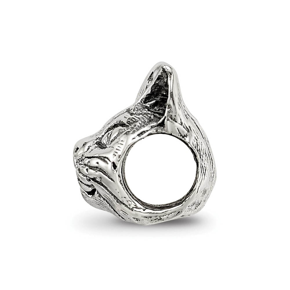 Alternate view of the Sterling Silver Maine Coon Cat Head Bead Charm by The Black Bow Jewelry Co.