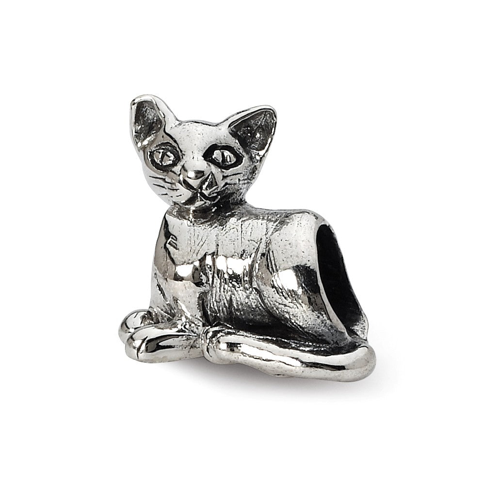 Sterling Silver Oriental Cat Bead Charm, Item B10576 by The Black Bow Jewelry Co.