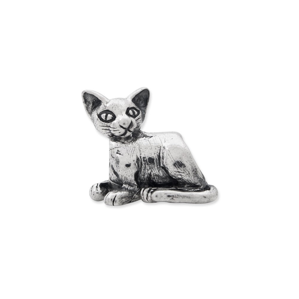 Alternate view of the Sterling Silver Oriental Cat Bead Charm by The Black Bow Jewelry Co.