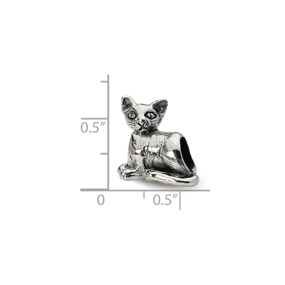 Alternate view of the Sterling Silver Oriental Cat Bead Charm by The Black Bow Jewelry Co.