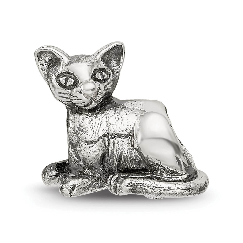 Alternate view of the Sterling Silver Oriental Cat Bead Charm by The Black Bow Jewelry Co.