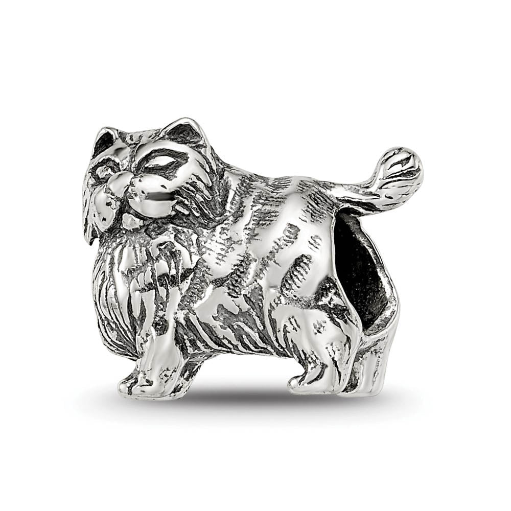 Sterling Silver Persian Cat Bead Charm, Item B10577 by The Black Bow Jewelry Co.