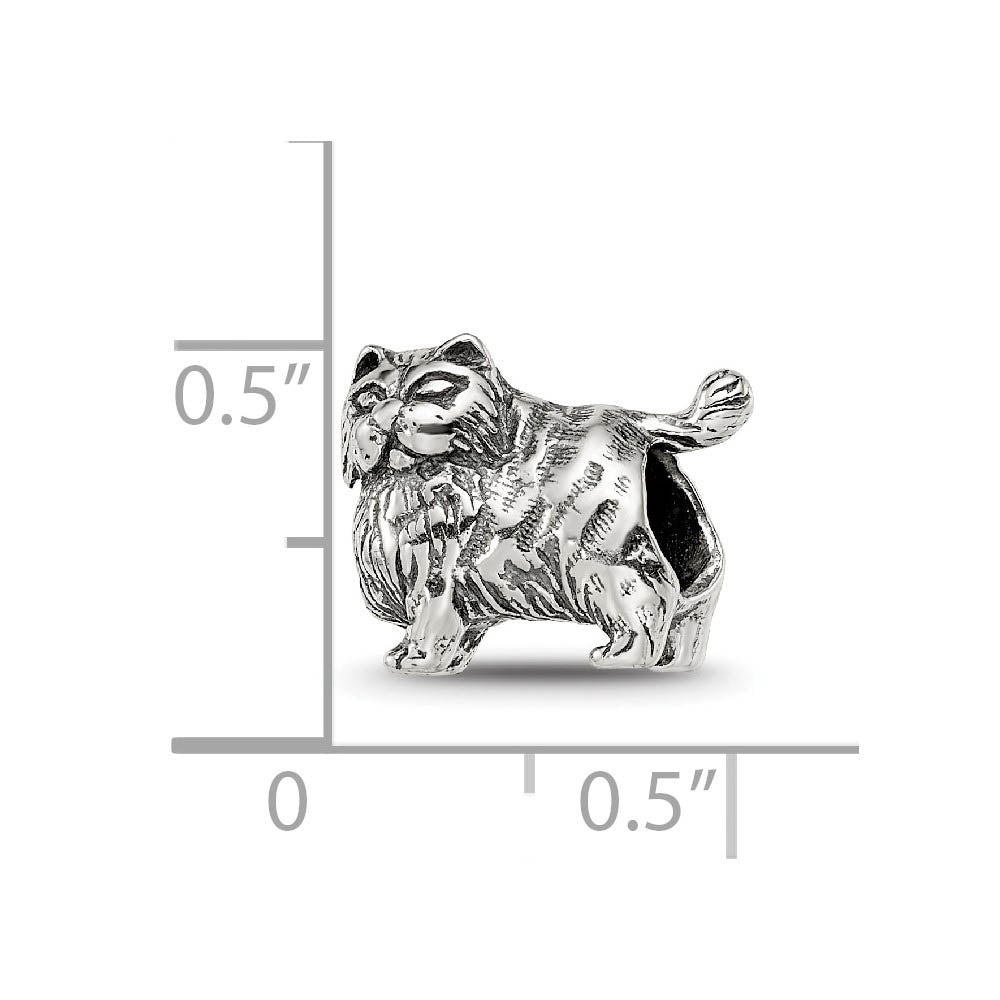 Alternate view of the Sterling Silver Persian Cat Bead Charm by The Black Bow Jewelry Co.