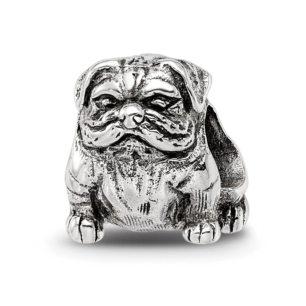Sterling Silver Bulldog Bead Charm Black Bow Jewelry Company